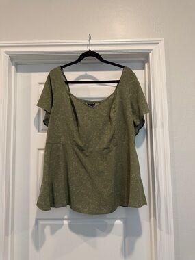 torrid Olive Green Flutter Sleeve Scoop Neck Top